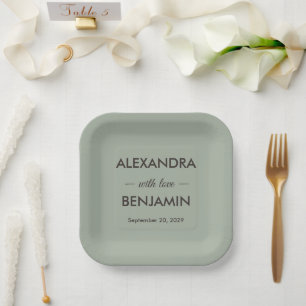 Modern Minimalist Wedding   Sage Green Timeless  Paper Plates
