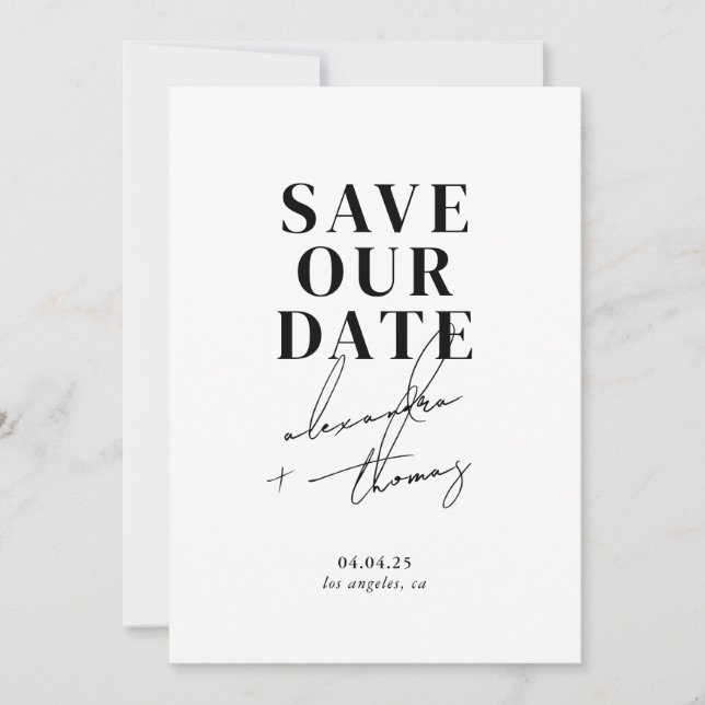 Modern Minimalist Wedding Save The Date (Front)