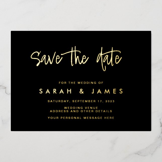 Modern Minimalist Wedding Save the Date Foil Invitation (Front)