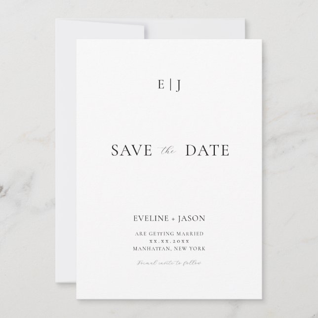 Modern minimalist Wedding Save the Date Invite (Front)