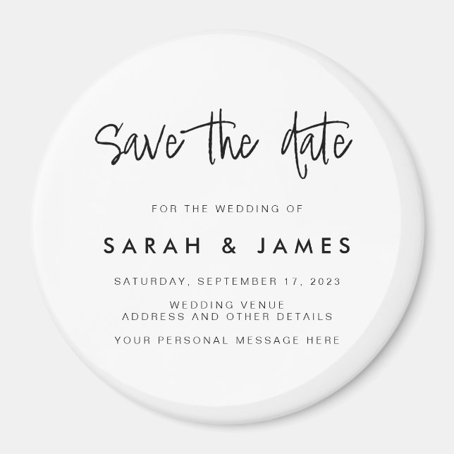 Modern Minimalist Wedding Save the Date Magnet (Front)
