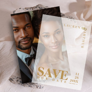 Modern Minimalist Wedding Save the Date Overlay Vellum Invitations