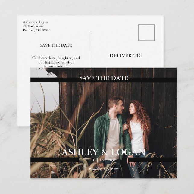 Modern Minimalist Wedding Save the Date Photo Announcement Postcard (Front/Back)