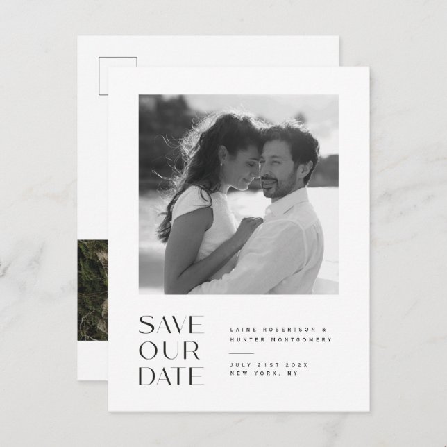 Modern Minimalist Wedding Save the Date Postcard (Front/Back)