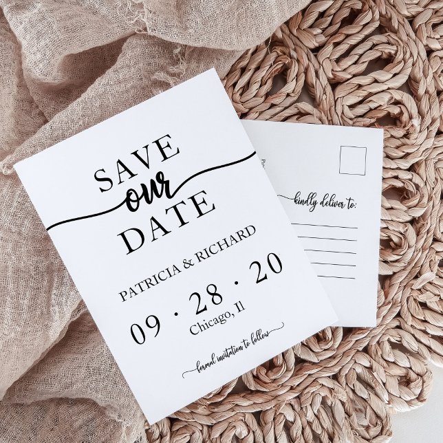 Modern Minimalist Wedding Save The Date Postcard (Creator Uploaded)