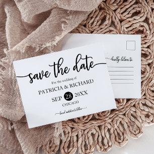 Modern Minimalist Wedding Save The Date Postcard
