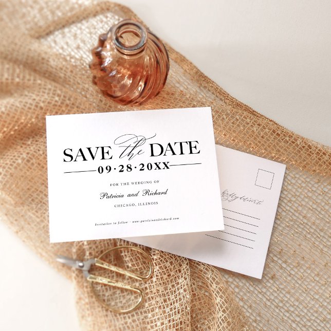 Modern Minimalist Wedding Save The Date Postcard (Creator Uploaded)
