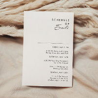Modern Minimalist Wedding Schedule of Events Card