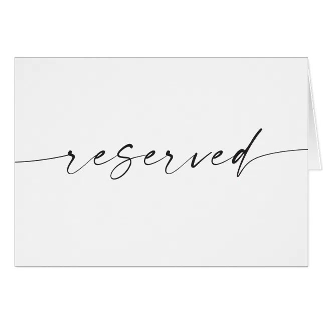Reserved Script Writing Modern Minimalist Wedding | Script Reserved Sign Cards | Zazzle