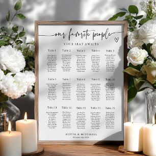Modern Minimalist Wedding Seating Chart 15 Tables