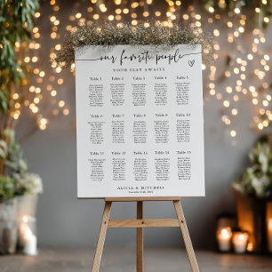 Modern Minimalist Wedding Seating Chart 15 Tables Foam Board