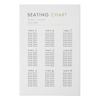 Modern Minimalist Wedding Seating Chart Faux Canvas Print