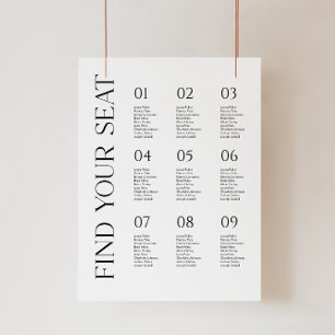 Modern Minimalist Wedding Seating Chart Faux Canvas Print