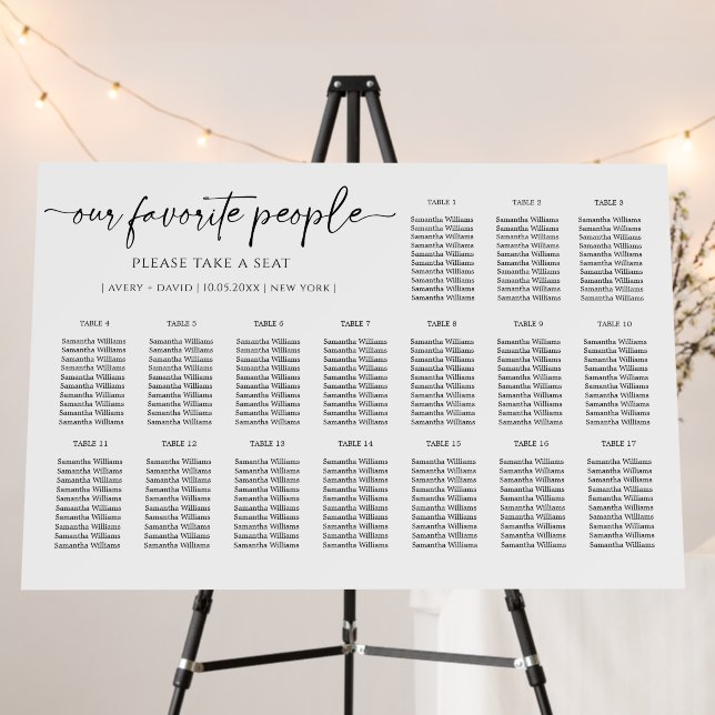 Modern Minimalist Wedding Seating Chart Foam Board (In Situ (Stand))