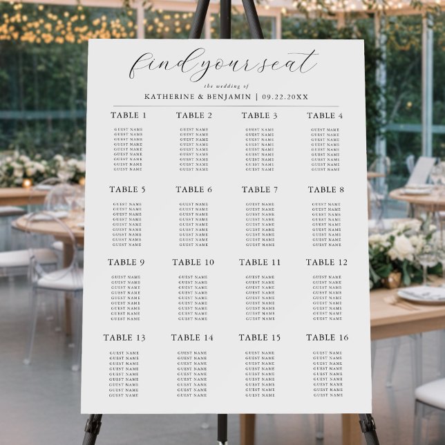 Modern Minimalist Wedding Seating Chart Foam Board (Creator Uploaded)