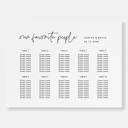 Modern Minimalist Wedding Seating chart Foam Board