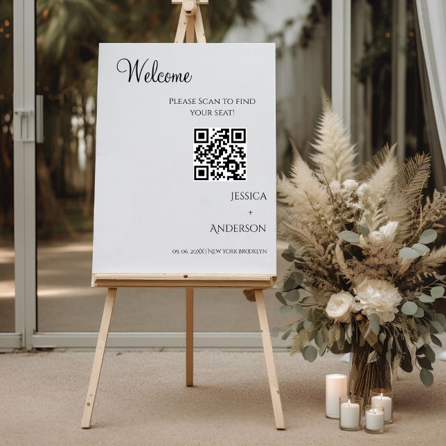 MODERN minimalist  wedding seating chart Qr Code Foam Board (Creator Uploaded)