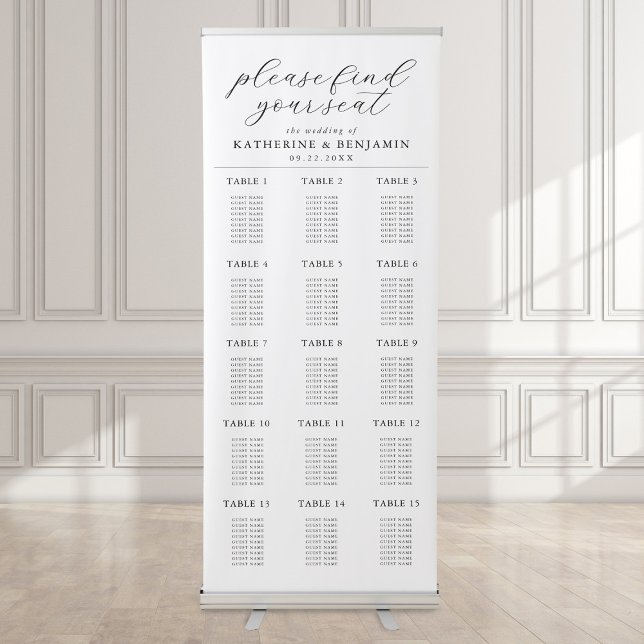 Modern Minimalist Wedding Seating Chart Retractable Banner (Creator Uploaded)
