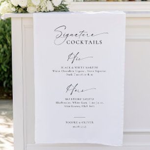 Modern Minimalist Wedding Signature Cocktails Menu House Flag