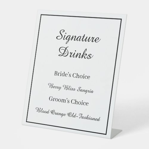 Modern Minimalist Wedding Signature Drinks v2 Pedestal Sign