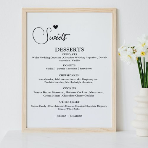 Modern Minimalist  wedding sweet dessert bar sign
