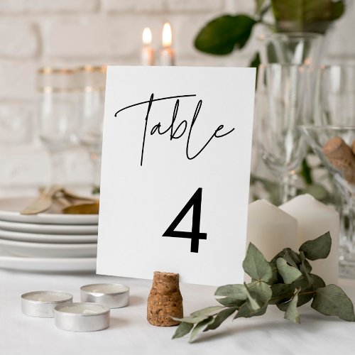 Modern minimalist wedding table number