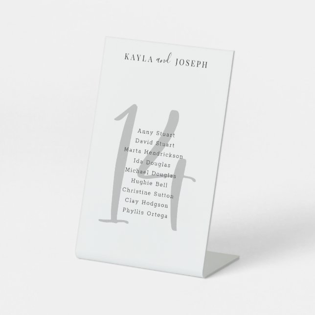 Modern Minimalist Wedding Table Number 14 Pedestal Sign (Front)