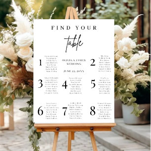 Modern Minimalist Wedding Table Seating Chart Sign