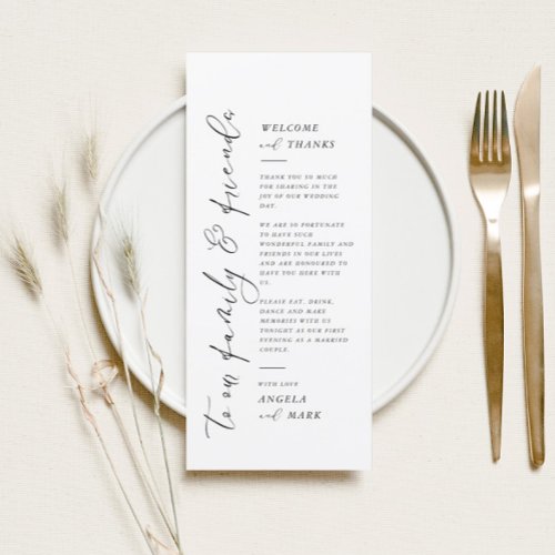 Modern Minimalist Wedding Table Thank You Card