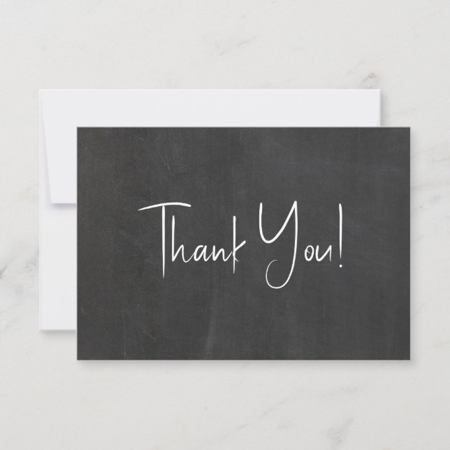 Modern Minimalist Wedding Thank You Black Note Card (Front)
