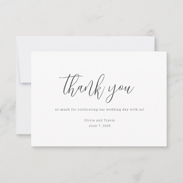Modern Minimalist Wedding Thank You Card (Front)