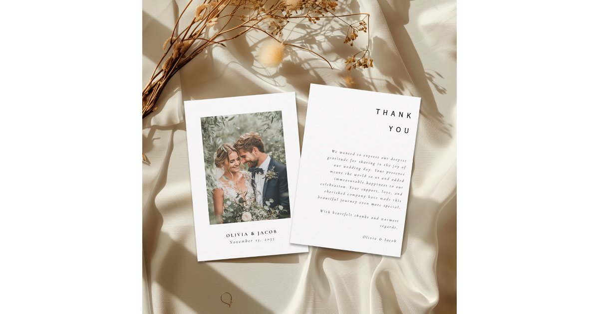 Modern Minimalist Wedding Thank You Card | Zazzle