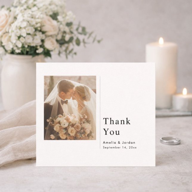 Modern Minimalist Wedding Thank You Card With Note (Creator Uploaded)