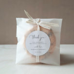 Modern Minimalist Wedding Thank You Classic Round Sticker<br><div class="desc">Modern Minimalist,  wedding thank you favor sticker. Chic signature script graphics black typography.</div>