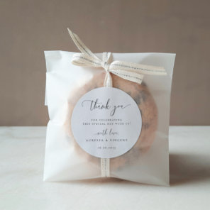 Modern Minimalist Wedding Thank You Classic Round Sticker