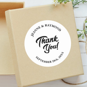 Modern Minimalist Wedding Thank You Classic Round Sticker