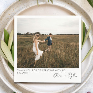 Modern Minimalist Wedding Thank You Custom Photo Napkins