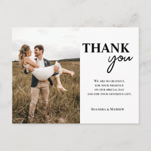 Modern Minimalist Wedding Thank You - Custom Photo Postcard