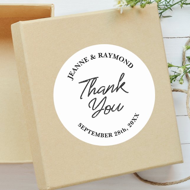 Modern Minimalist Wedding Thank You Favor Classic Round Sticker (Creator Uploaded)