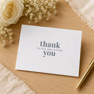 Modern Minimalist Wedding Thank You Letterpress Thank You Card