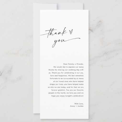 Modern Minimalist Wedding Thank You Note | Zazzle