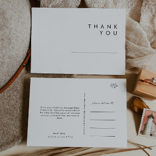 Modern Minimalist Wedding Thank You Postcard
