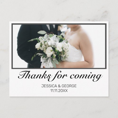 Modern Minimalist Wedding Thanks for Coming Photo Postcard