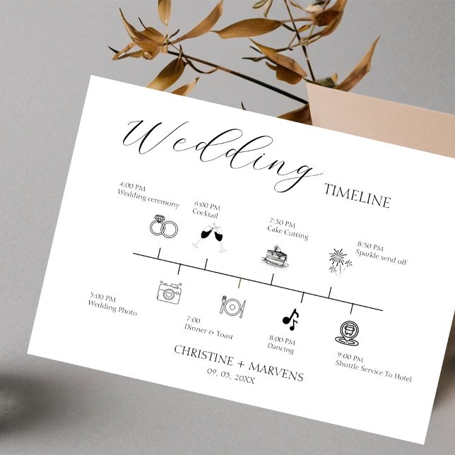 Modern Minimalist Wedding Timeline details Card (Creator Uploaded)
