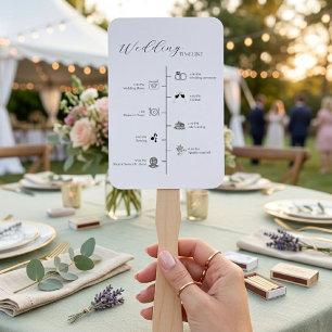 Modern Minimalist Wedding Timeline details Card Hand Fan