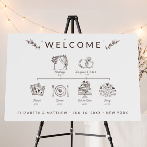 Modern Minimalist Wedding Timeline Welcome Foam Board