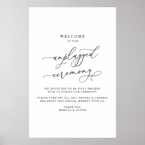 Modern Minimalist Wedding Unplugged Ceremony Poster