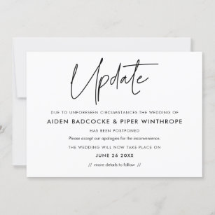 Modern minimalist wedding update card
