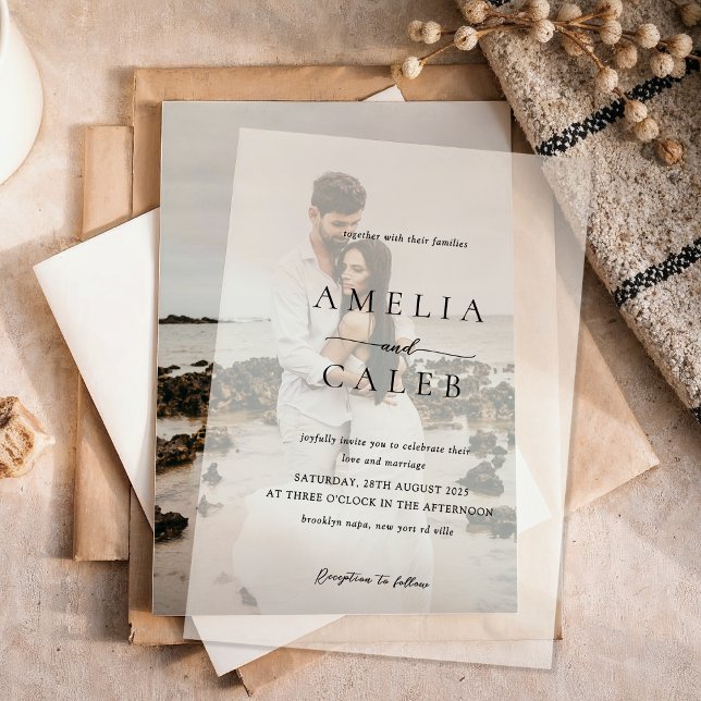 Modern Minimalist Wedding Vellum Invitations (Creator Uploaded)