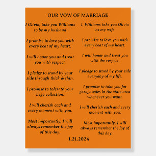 MODERN MINIMALIST WEDDING VOWS FOR BOTH FOAM BOARD